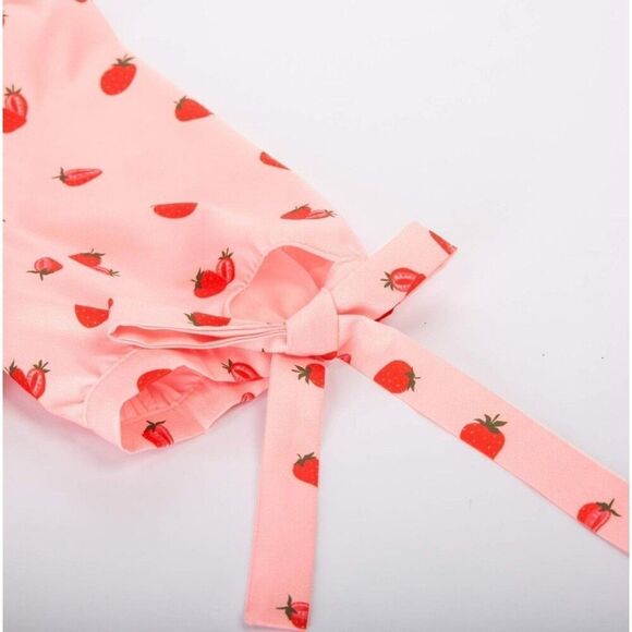 Strawberry Vintage Style Puff Sleeve Blouse Belle Poque V Neck Puff Sleeve - Picture 6 of 12